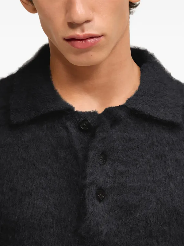 AMI Paris ブラッシュド ポロシャツ | ブラック | FARFETCH JP