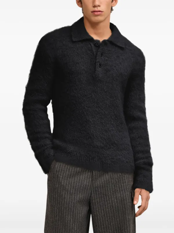 AMI Paris ブラッシュド ポロシャツ | ブラック | FARFETCH JP