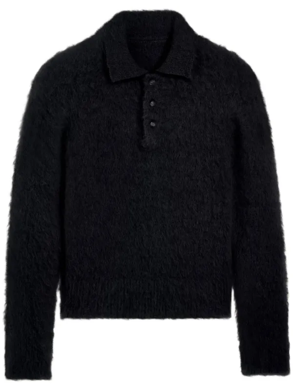 AMI Paris ブラッシュド ポロシャツ | ブラック | FARFETCH JP