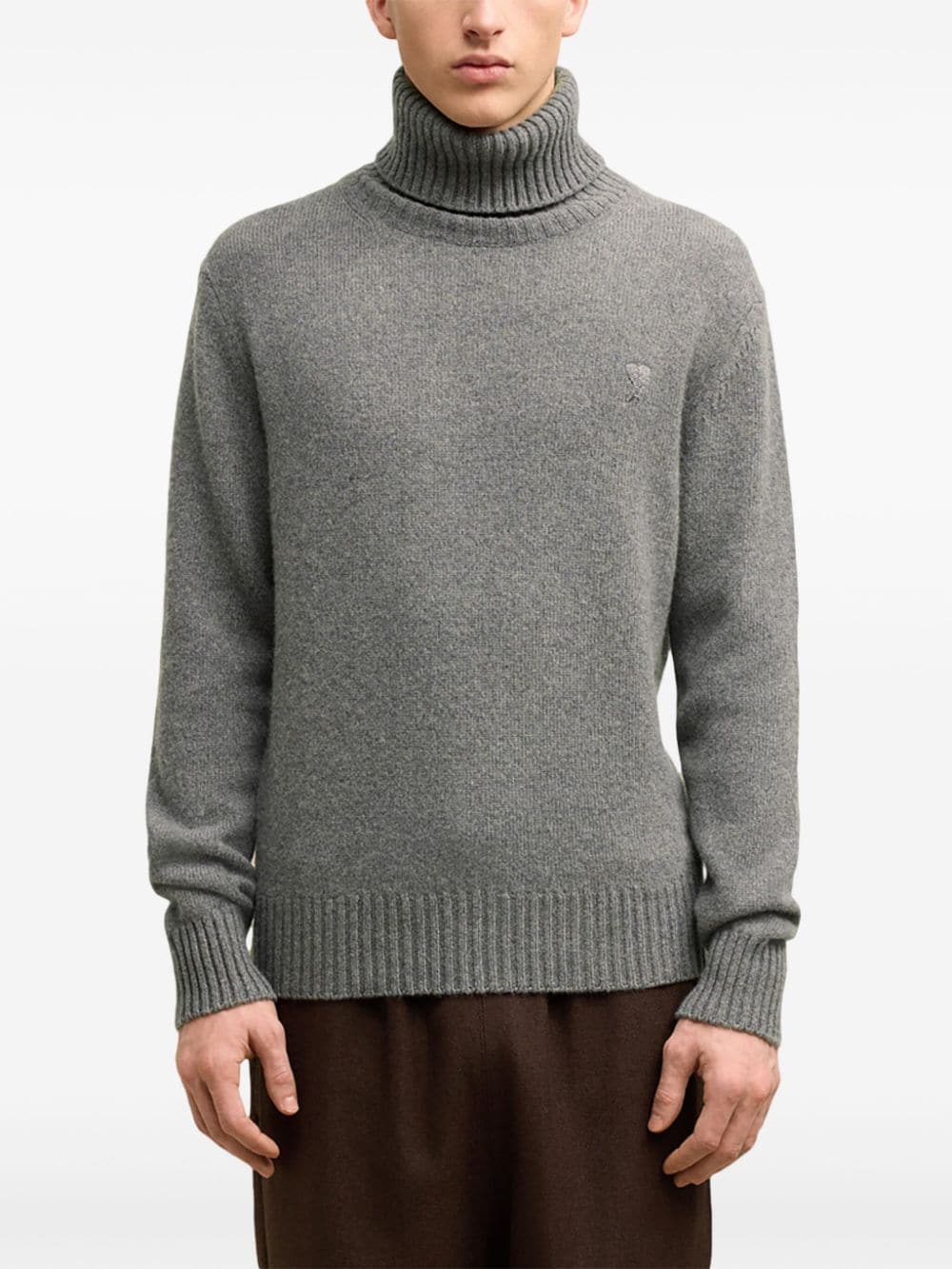 Shop Ami Alexandre Mattiussi Ami De Coeur Cashmere-wool Blend Jumper In Grey