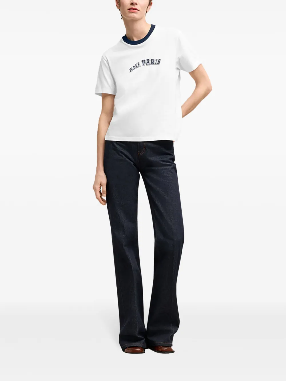AMI Paris T-shirt van biologisch katoen met logo-applicatie Wit