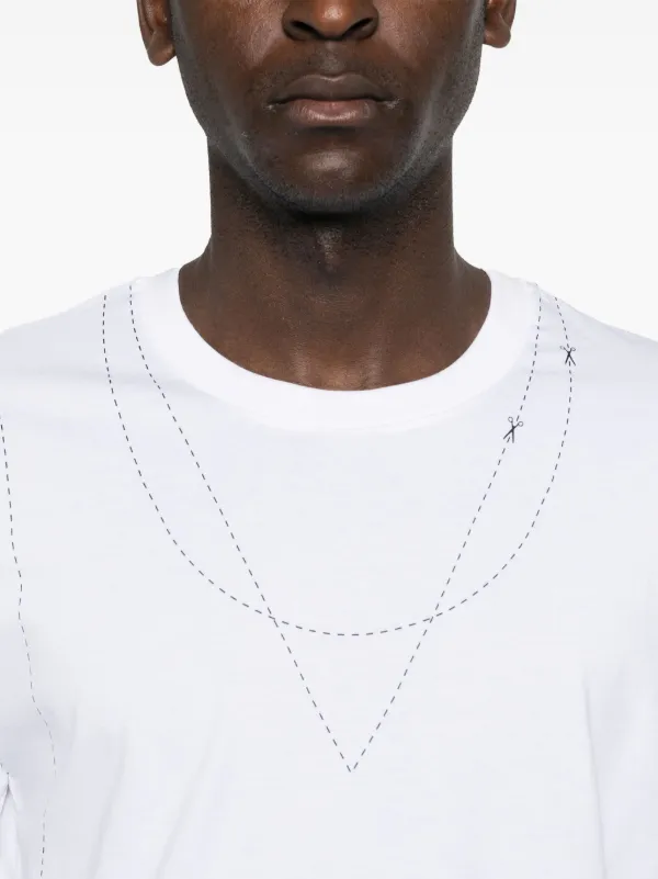【Maison Margiela】Printed Stitch T-Shirt MM6 Maison Margiela stitch-print Cotton T-shirt | White