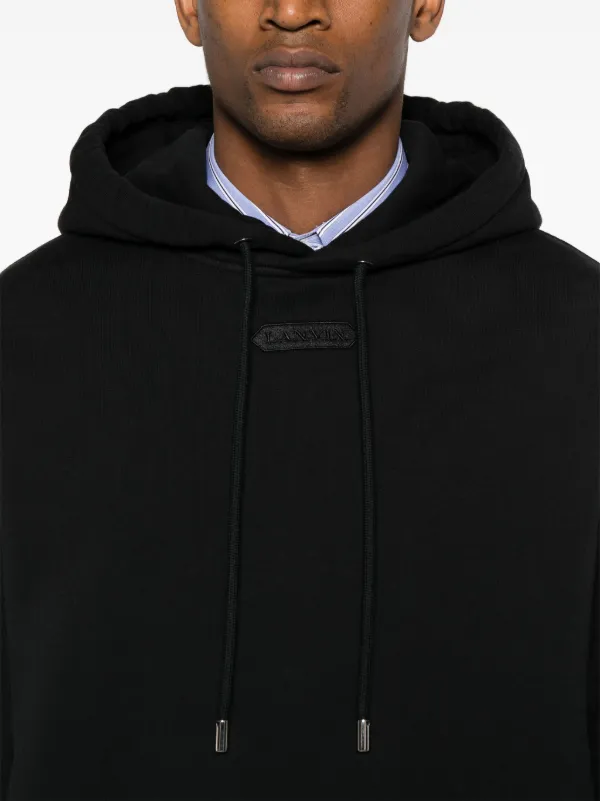 Lanvin logo-embroidered Cotton Hoodie | Black | FARFETCH