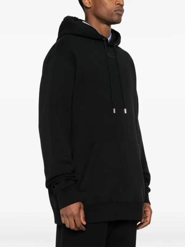 スウェット・トレーナー LANVIN Logo hoodie Black Lanvin logo-embroidered Cotton Hoodie | Black | FARFETCH