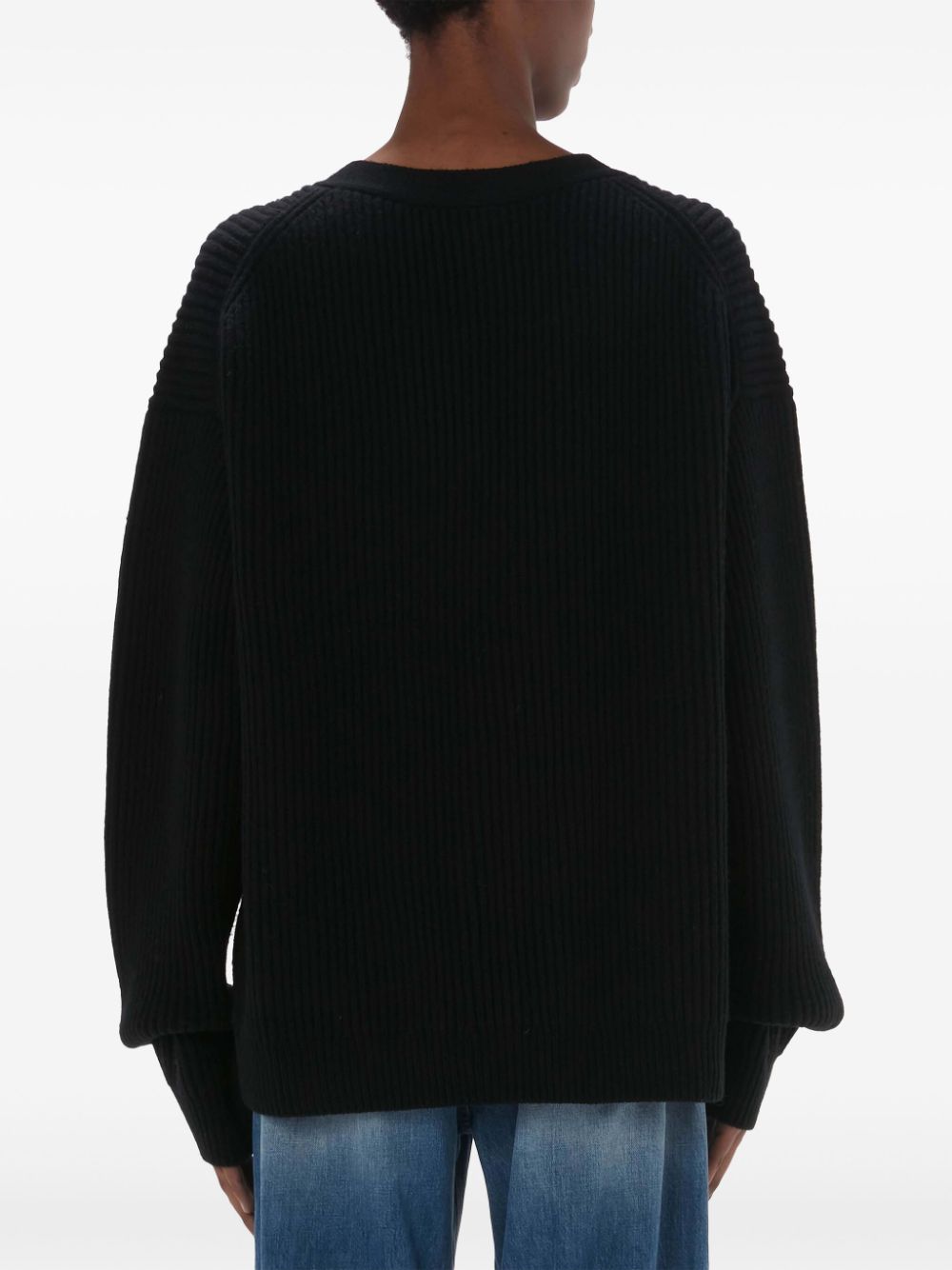 Shop Jw Anderson Flocked-flower Patch-pocket Cardigan In Black