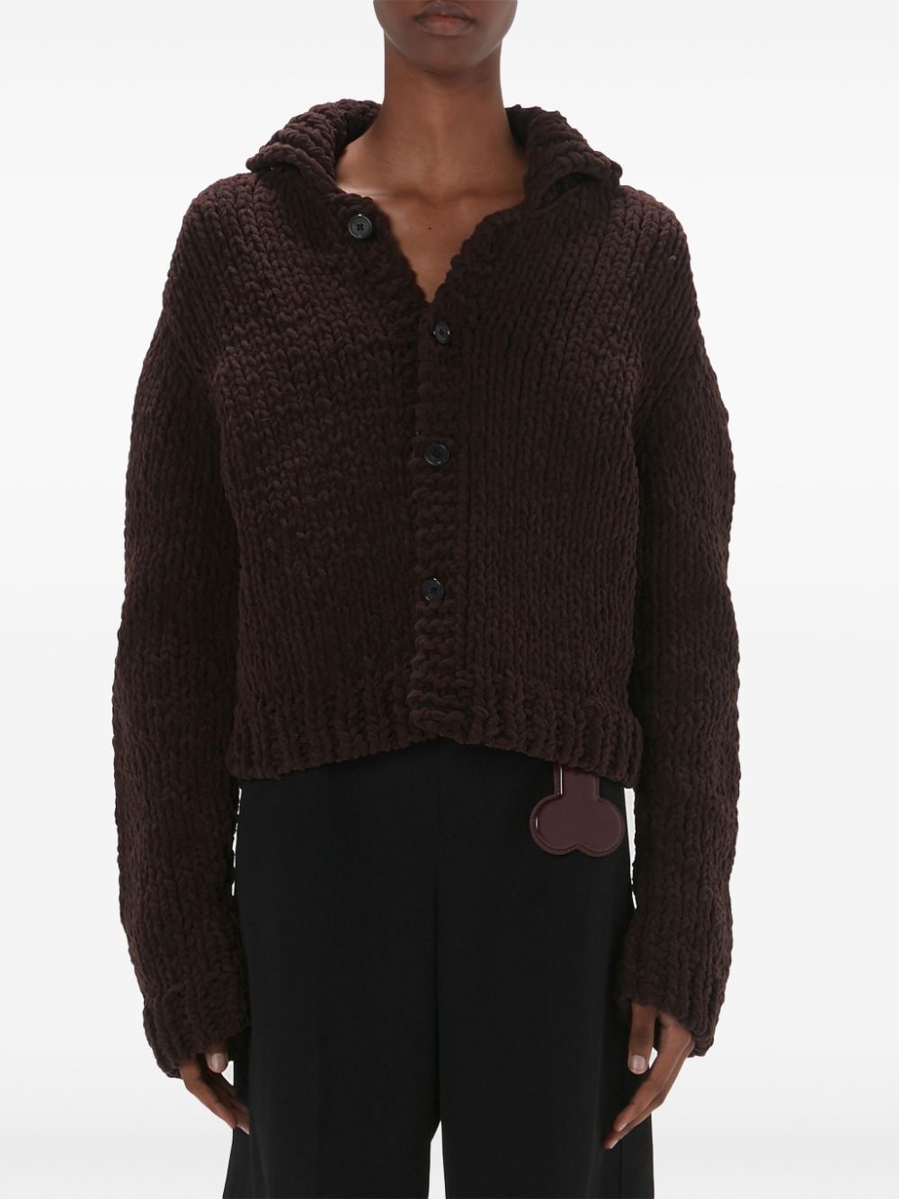 Shop Jw Anderson Chunky-knit Cardigan In Brown