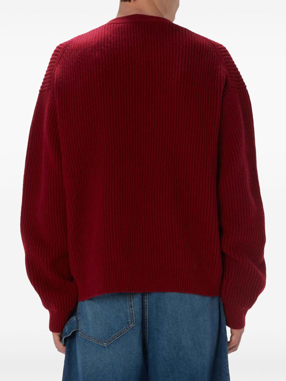 JW Anderson flocked-flower patch-pocket cardigan Men