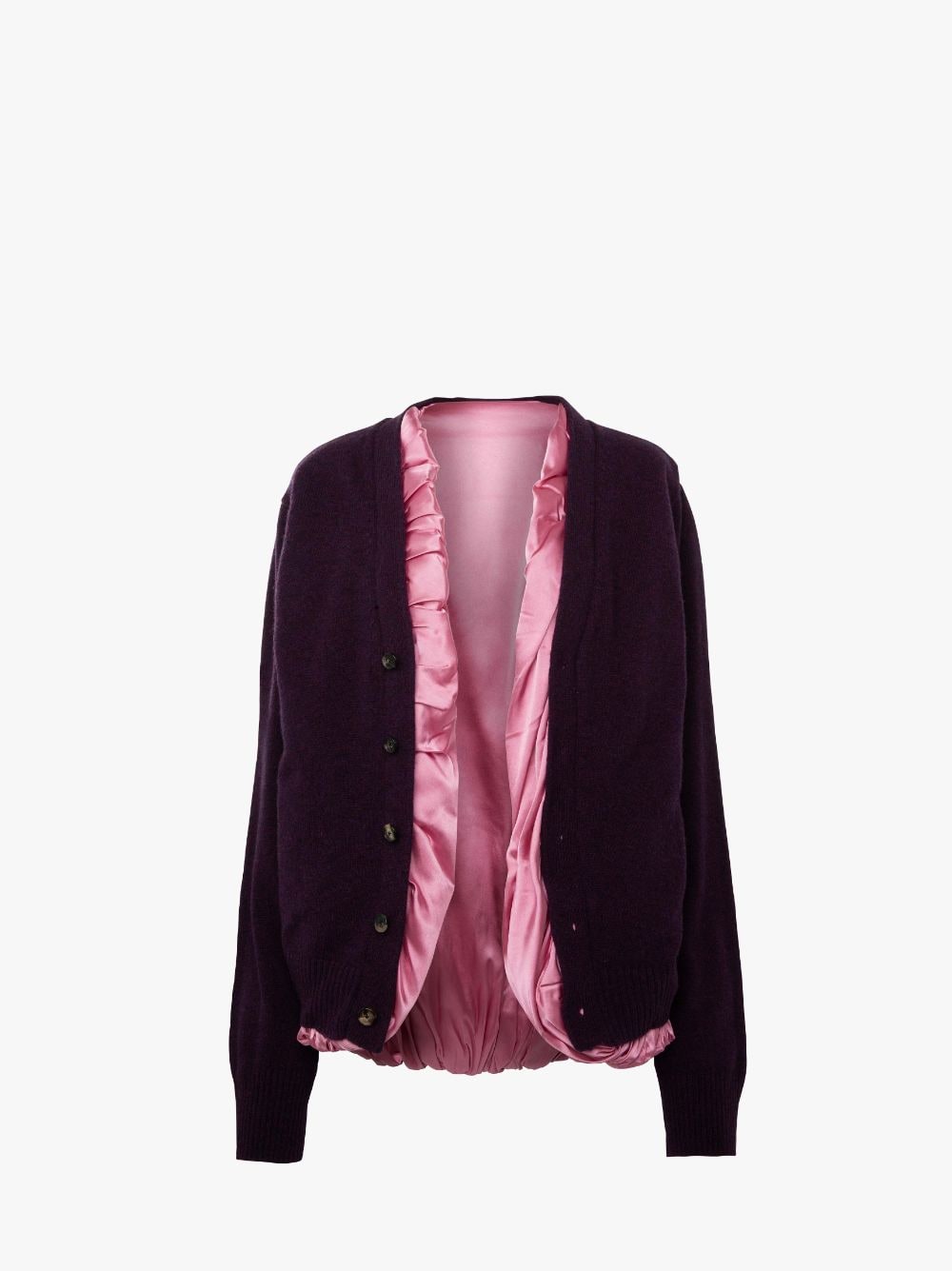 Shop Jw Anderson Satin Lined Cardigan In Purple