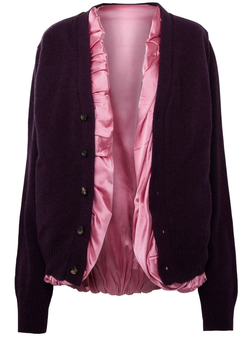 Shop Jw Anderson Satin-lined Cardigan In Purple