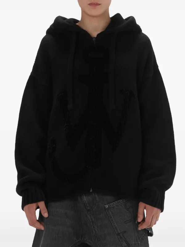 JW Anderson anchor-logo Zip Hoodie | Black | FARFETCH IL