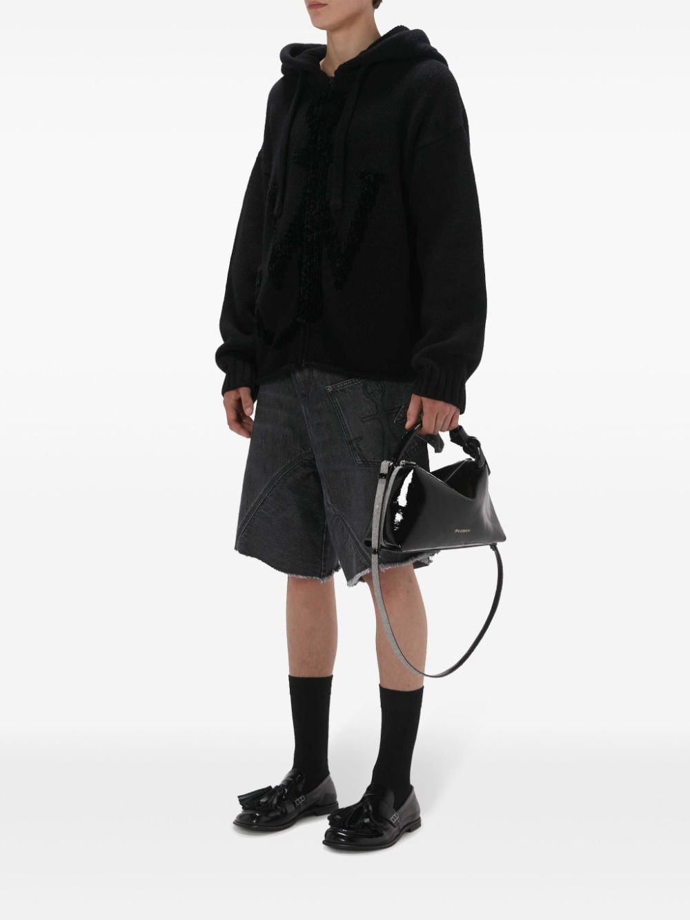 Shop Jw Anderson Anchor-logo Zip Hoodie In Black