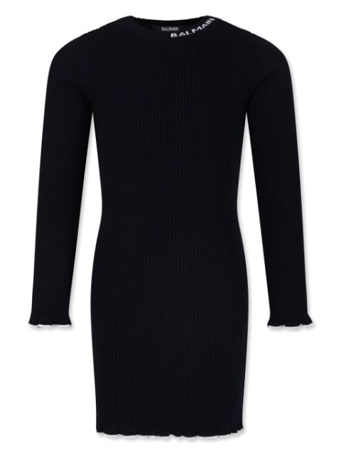 logo-jacquard ribbed-knit dress