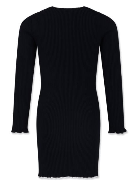 logo-jacquard ribbed-knit dress