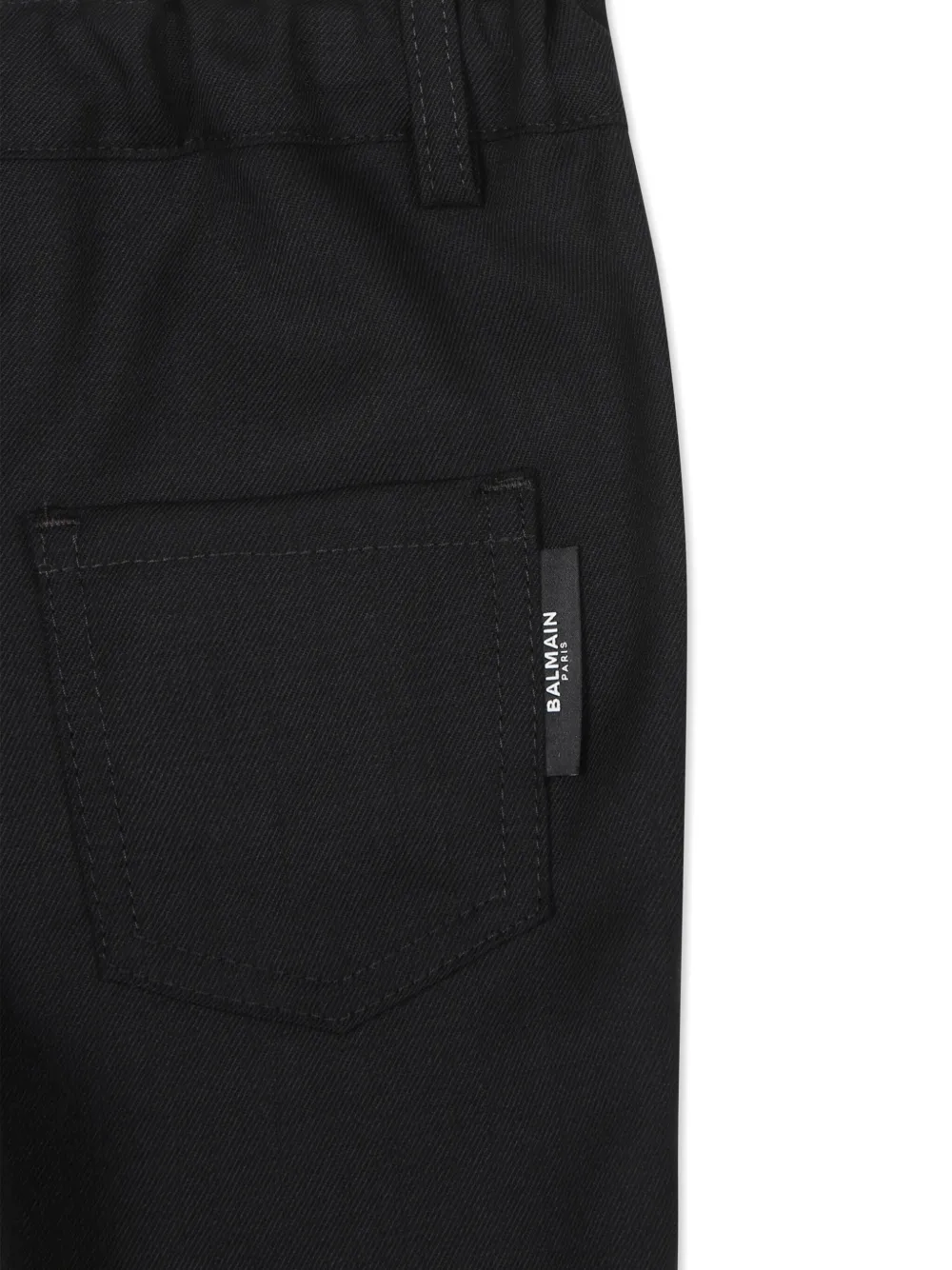 Shop Balmain Logo-patch Straight-leg Trousers In 黑色