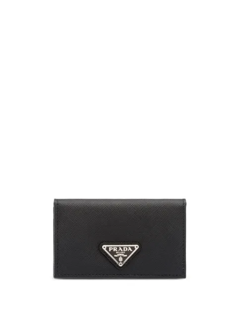 Prada porte-cartes en cuir à plaque logo
