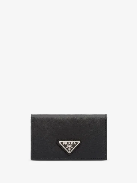 Prada triangle-logo leather card holder