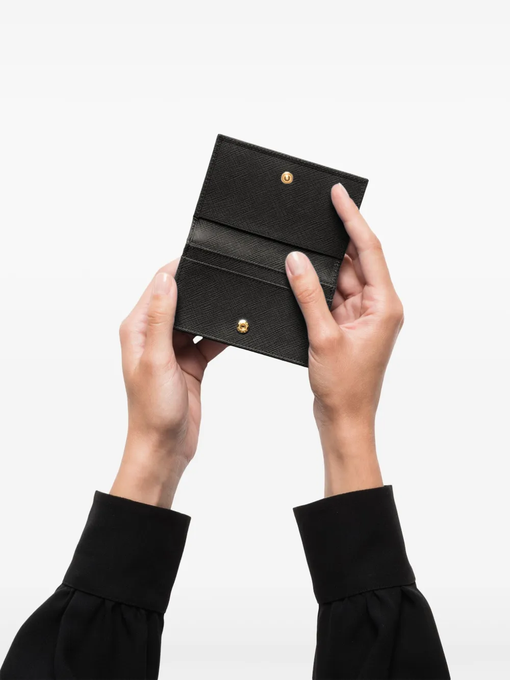 PRADA TRIANGLE-LOGO LEATHER CARDHOLDER