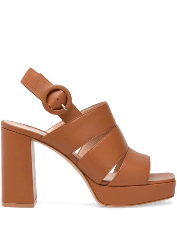 【送料&関税込】Gianvito Rossi Heeled Sandals Ellis Gianvito Rossi Ellis Slingback Leather Sandals | Neutrals