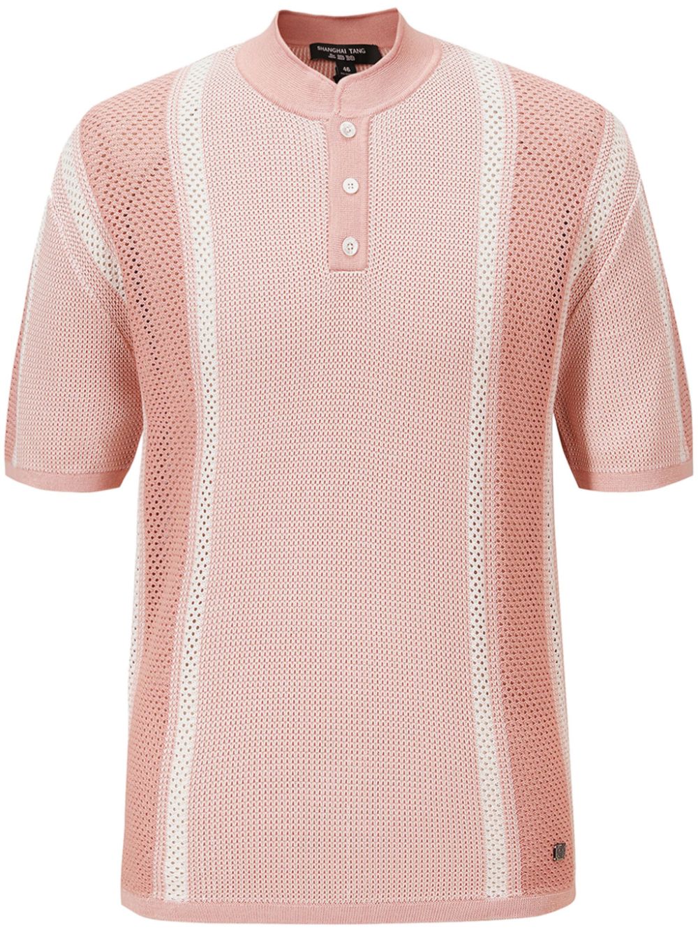 Shanghai Tang Tang open-knit cotton polo shirt - Pink