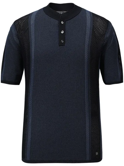 Shanghai Tang Tang open-knit cotton polo shirt 