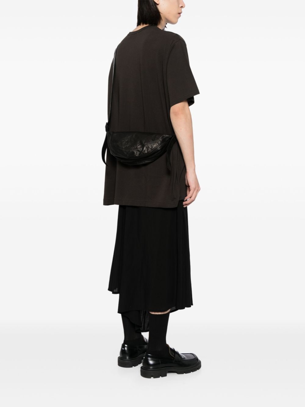 Yohji Yamamoto Leren sling tas - Zwart