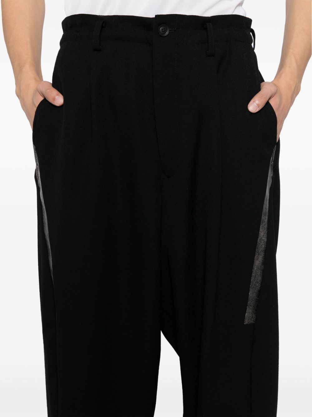 Shop Yohji Yamamoto Panelled Trousers In Black