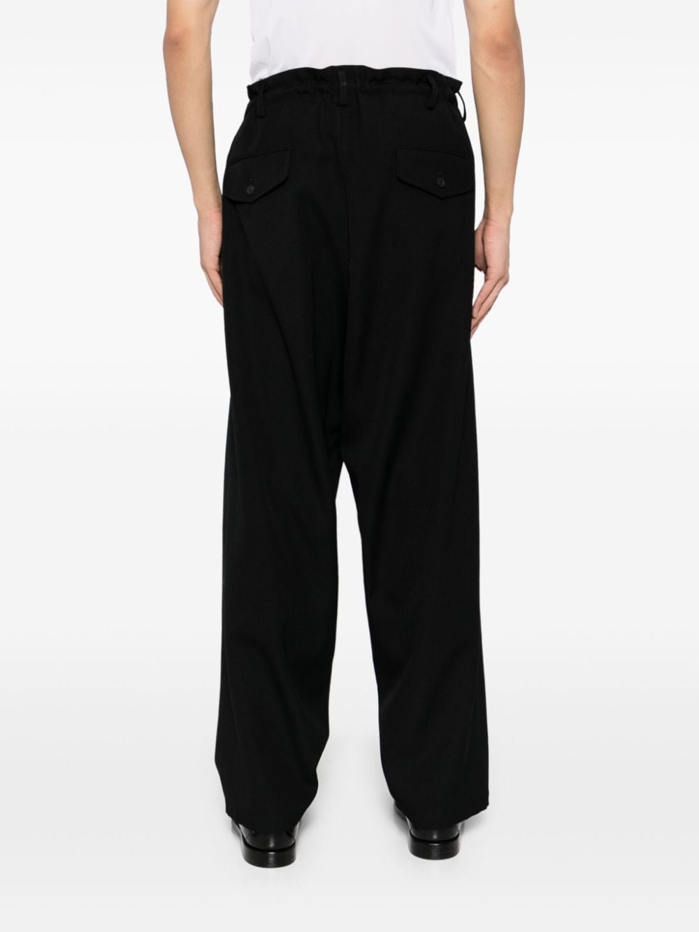 Shop Yohji Yamamoto Panelled Trousers In Black