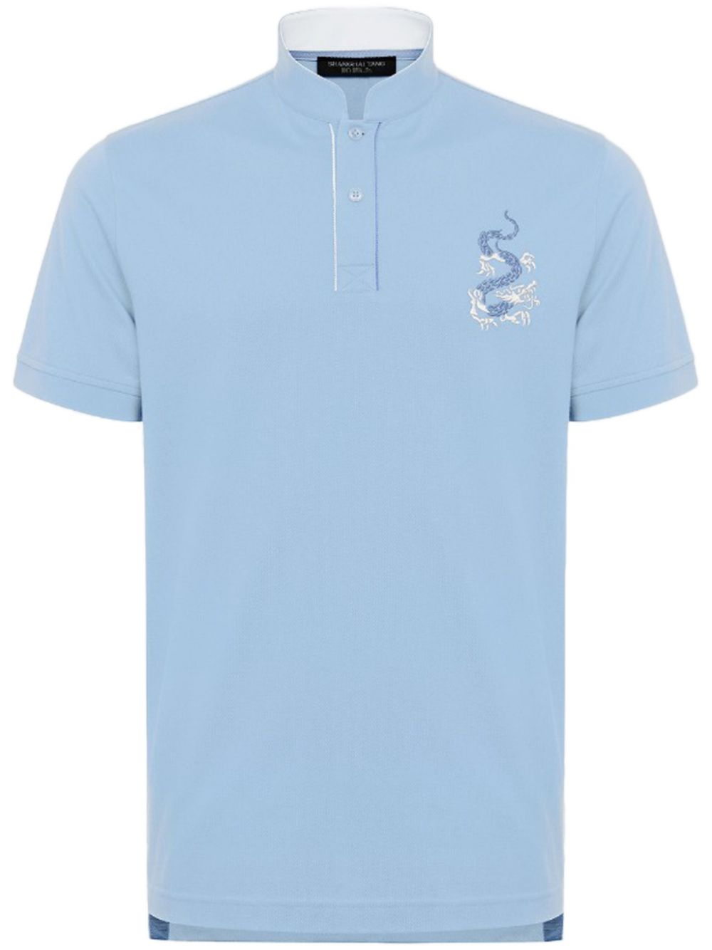 Shanghai Tang dragon-embroidery cotton polo shirt - Blue