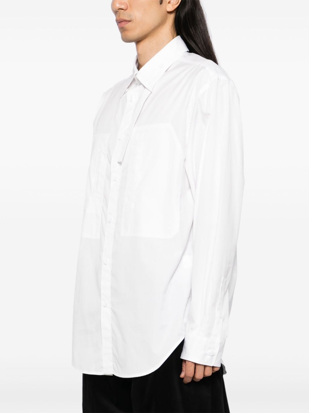 Shop Yohji Yamamoto Chain-stitch String-collar Shirt In White