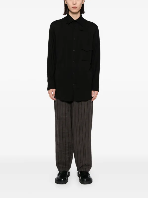ヨウジヤマモトダブルシャツ Yohji Yamamoto タブ シャツ | ブラック | FARFETCH JP