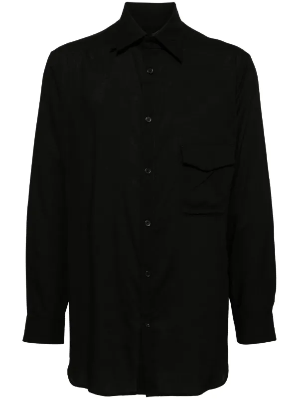 【Yohji Yamamot】ロングシャツ（サイズ2、ブラック） ビー ヨウジ ヤマモト パッチワークロングシャツ メンズ SIZE 2 B