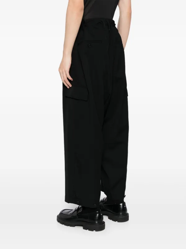Yohji Yamamoto Wool wide-leg Trousers | Black | FARFETCH