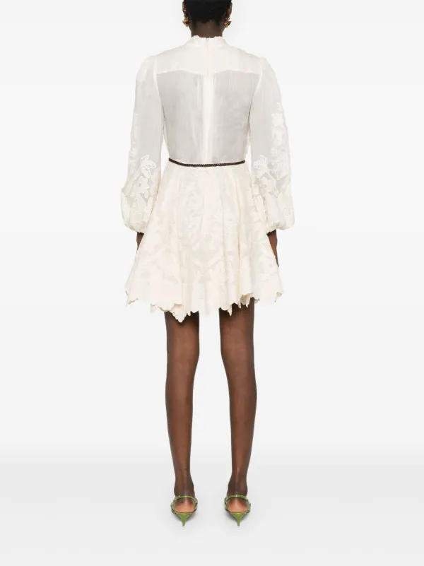 ZIMMERMANN Ottie floral-embroidered Mini Dress | Neutrals | FARFETCH ID
