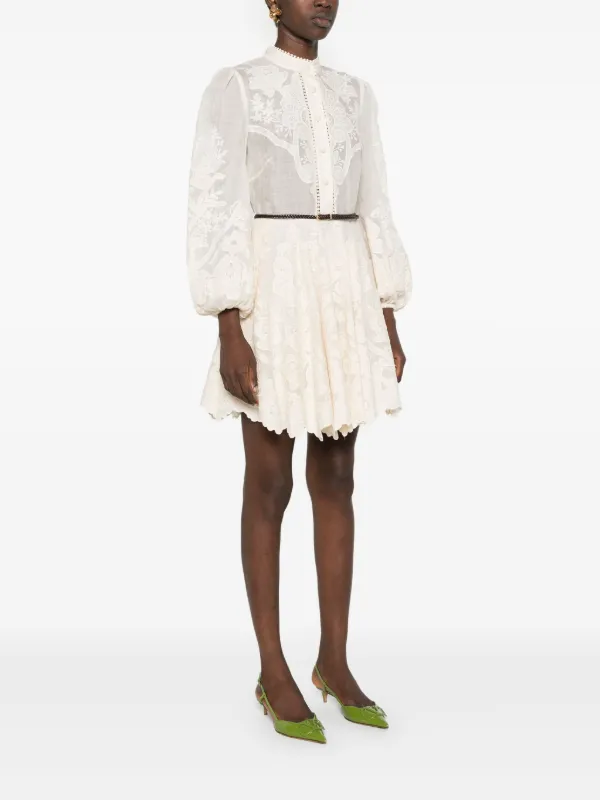 ■Zimmermann フローラル レース コットン ミニドレス ZIMMERMANN フローラル ミニドレス | ピンク | FARFETCH JP