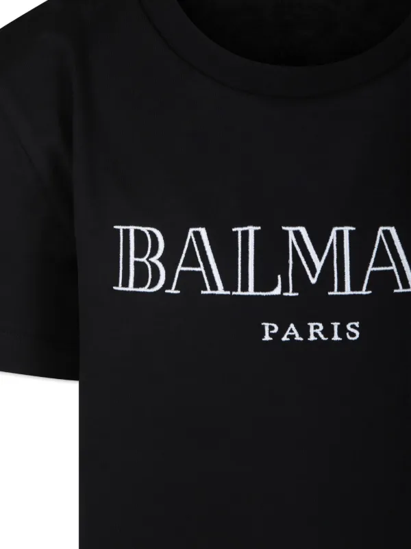 Balmain Kids logo-embroidered Organic Cotton T-shirt | Black