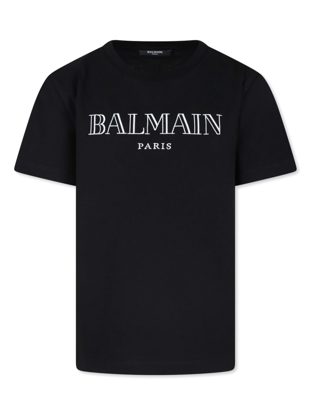 Balmain Kids logo-embroidered organic cotton T-shirt Zwart