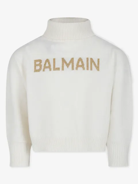 Balmain Kids suéter tejido con logo en intarsia