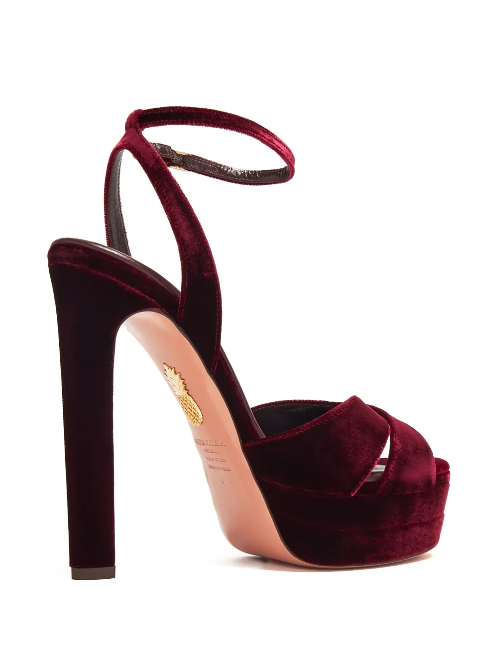Aquazzura 130mm Divine strappy velvet platform sandals Red