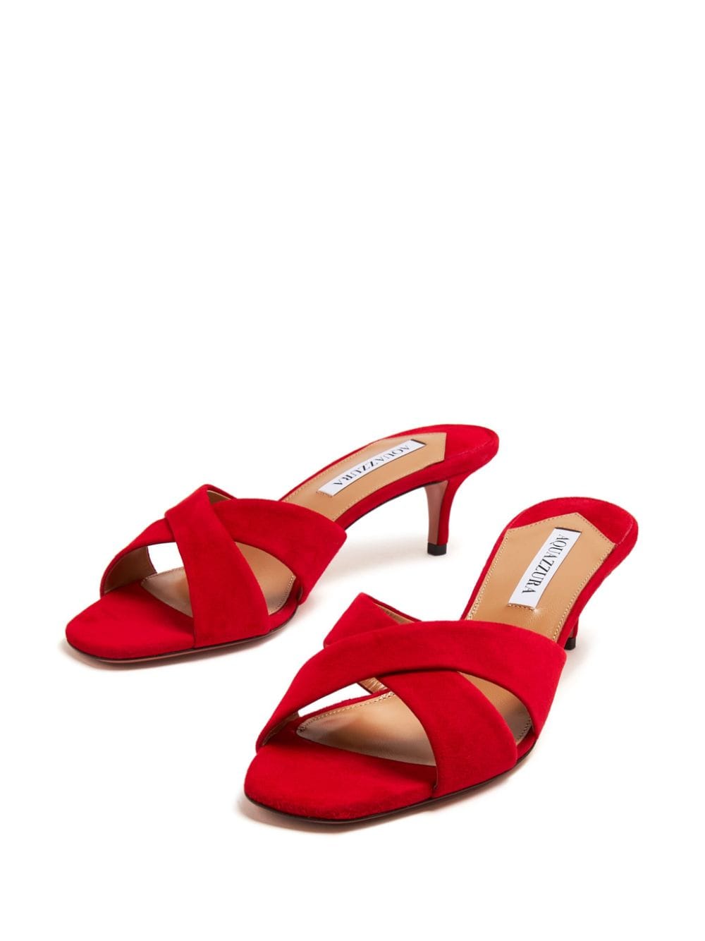 Shop Aquazzura Divine 50mm Leather Mules In Red