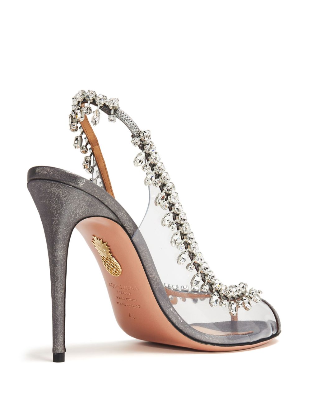 Aquazzura Temptation Crystal 105mm slingback pumps Silver