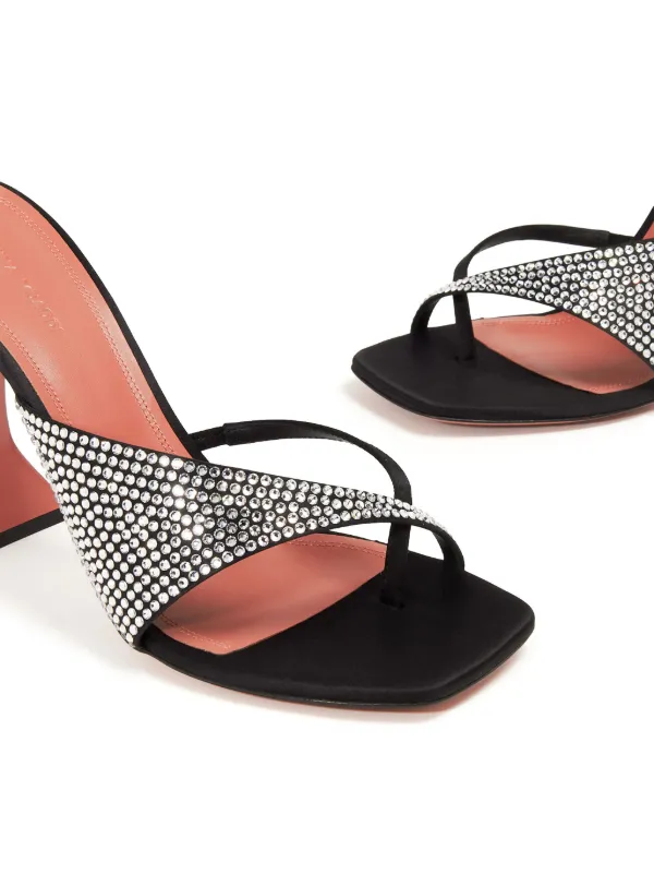 Amina Muaddi 95mm Shiona crystal-embellished Mules | Black Amina Muaddi 95mm Shiona crystal-embellished Mules | Black