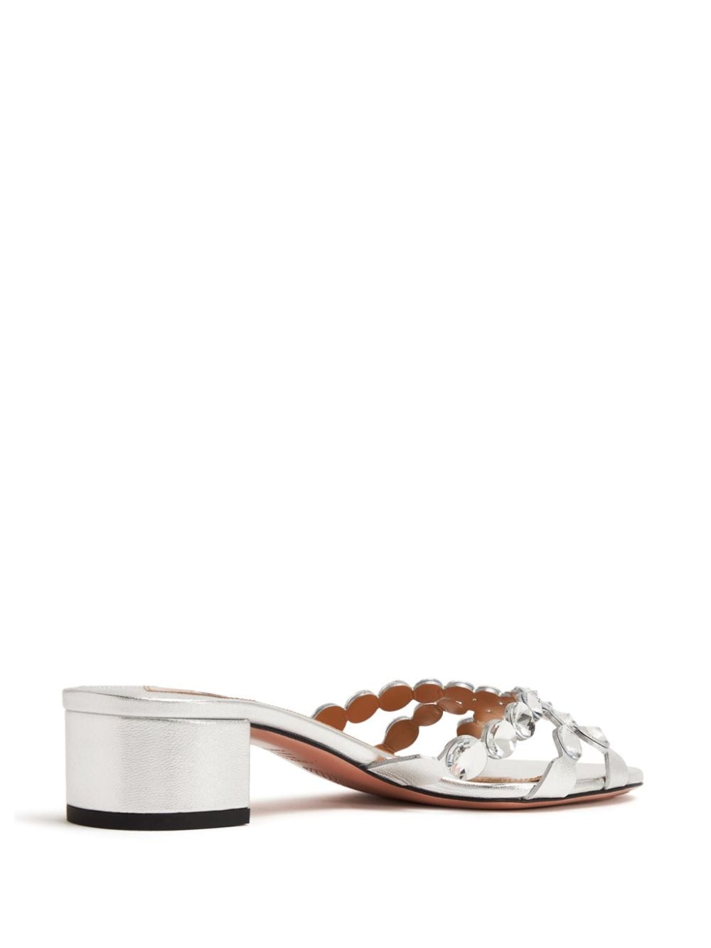 Shop Aquazzura Crystal Mirage 35mm Leather Mules In Silver