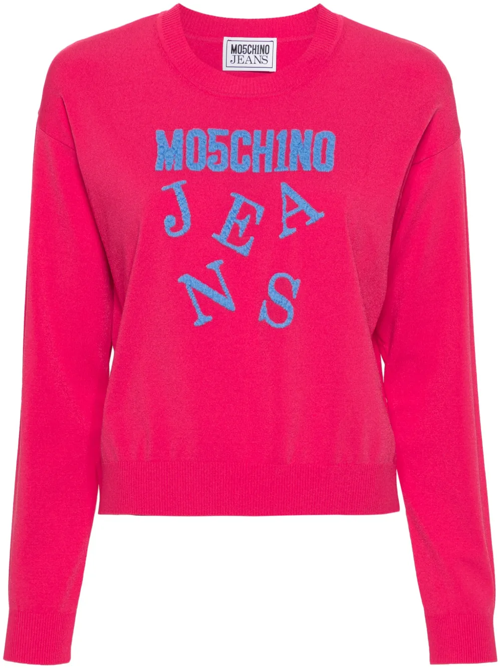 MOSCHINO JEANS Sweater met logo jacquard Roze