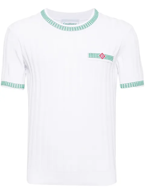 Casablanca playera tejida de canalé con cuello redondo