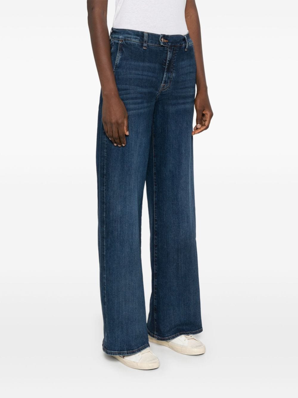 Shop 7 For All Mankind Tailored Lotta Wide-leg Jeans In Blue