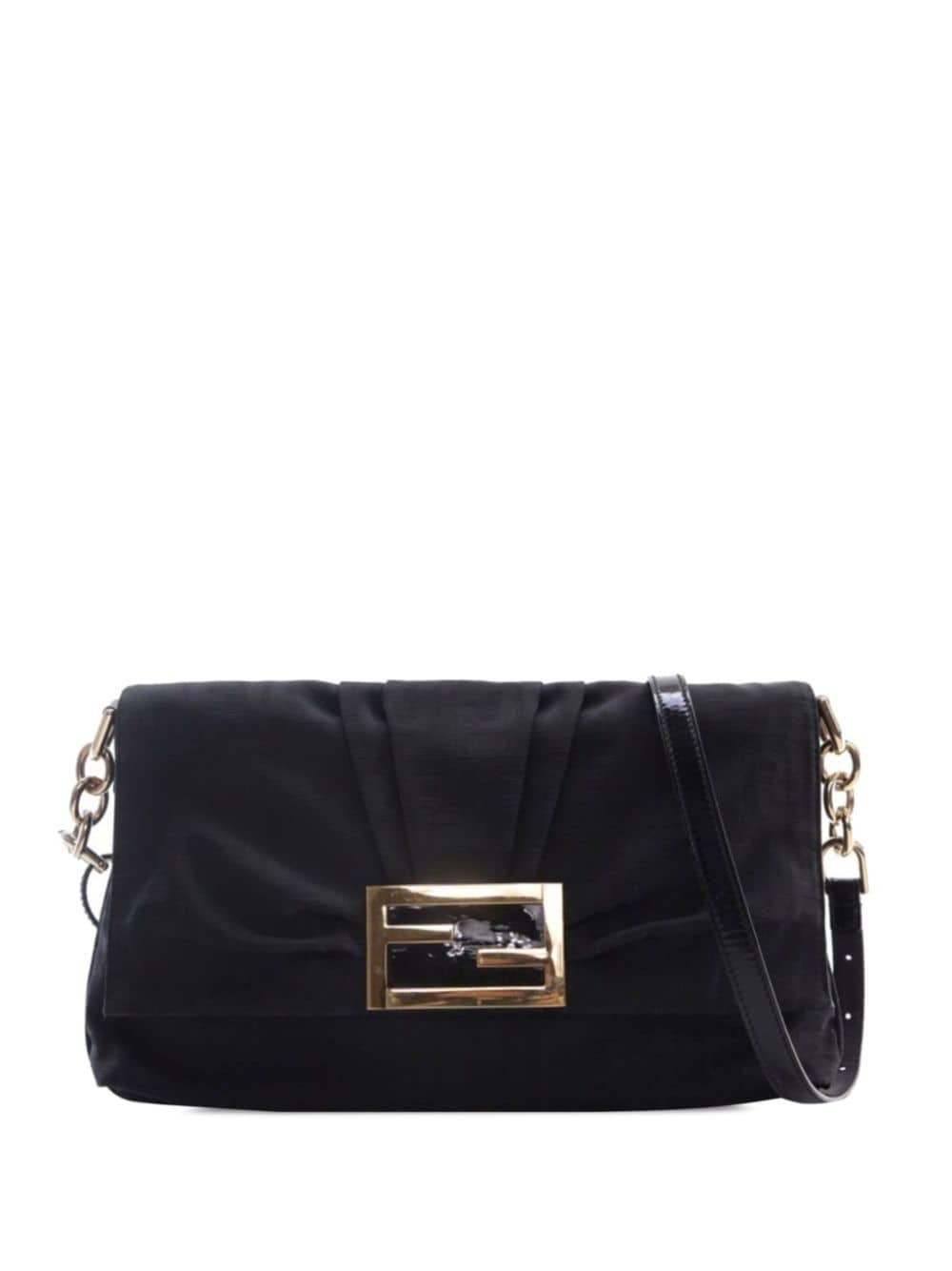 Pre-owned Fendi 2000-2010 Zucca Mia Flap Crossbody Bag In Black