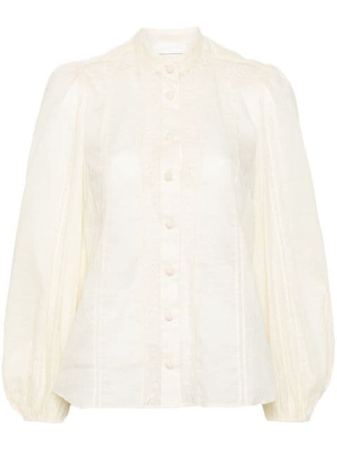 ZIMMERMANN Halliday lace-trim cotton shirt