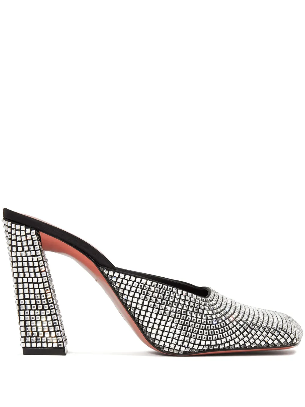 Amina Muaddi 95mm Charlotte Crystal Mules In Silver