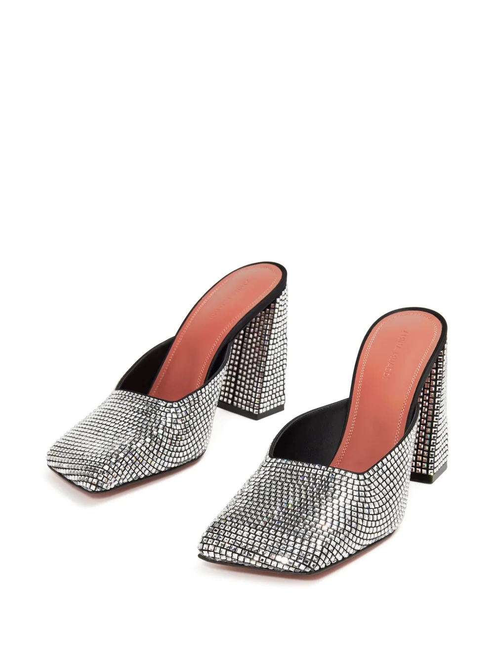 Amina Muaddi 95mm Charlotte Crystal Mules In Silver