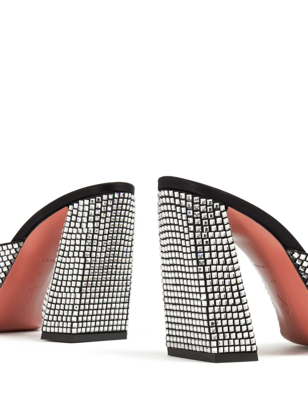 Amina Muaddi 95mm Charlotte Crystal Mules In Silver